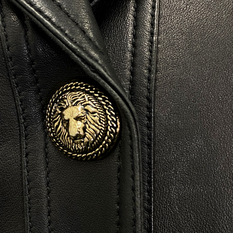 Balmain Women's Black Lambskin Bomber Jacket