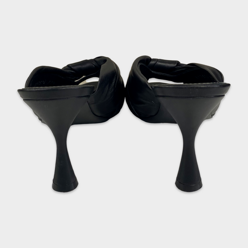 Balenciaga Black Leather Drapy Knot-Front Mules