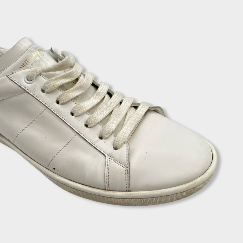 second-hand SAINT LAURENT white leather trainers | Size EU42 UK8