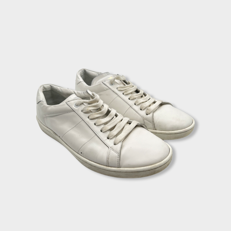 SAINT LAURENT white leather trainers