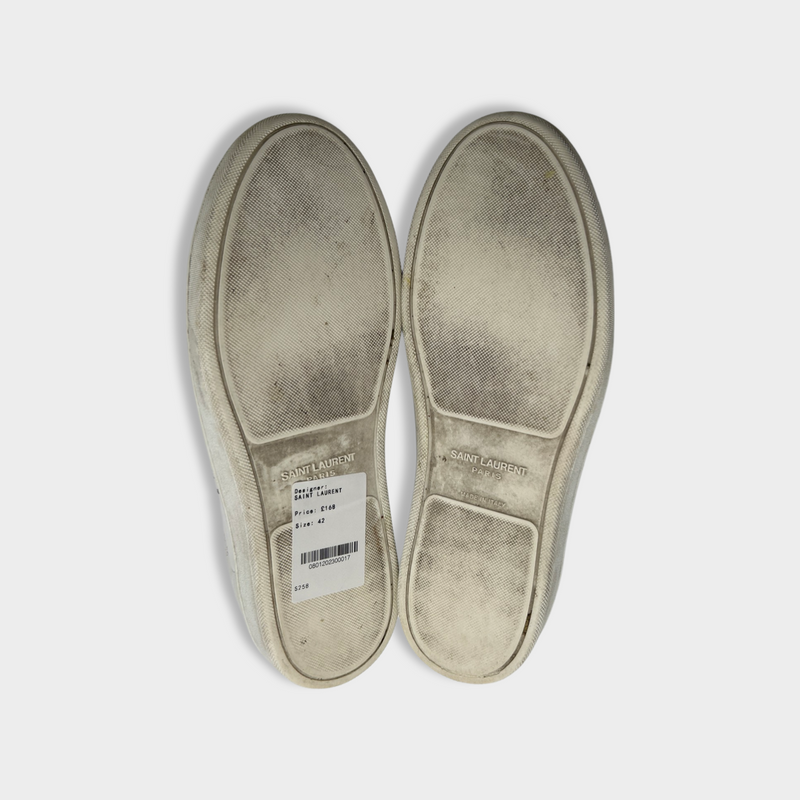 SAINT LAURENT white leather trainers