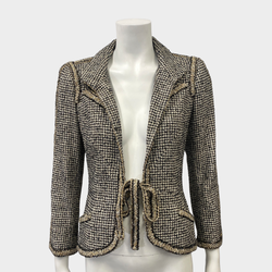 pre-owned Title CHANEL black and gold tweed jacket