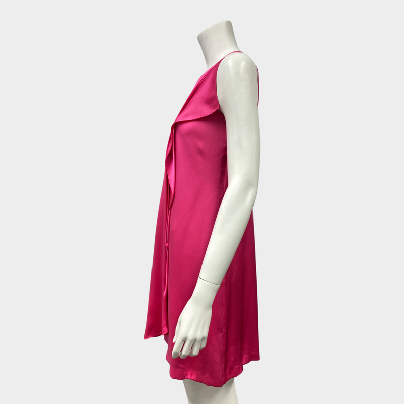 HALSTON HERITAGE fuchsia silk one-shoulder dress