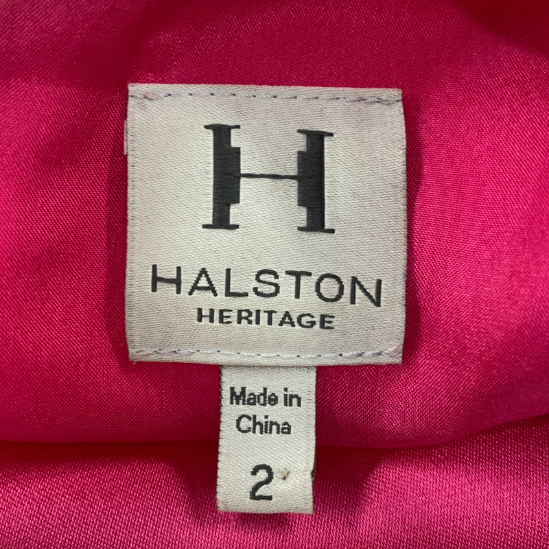 HALSTON HERITAGE fuchsia silk one-shoulder dress