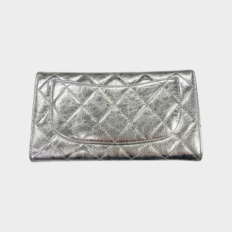 CHANEL silver 2.55 leather wallet