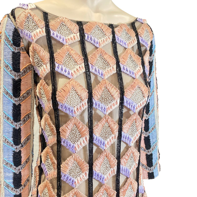 second-hand VICEDOMINI multicolour embroidered viscose dress | Size M
