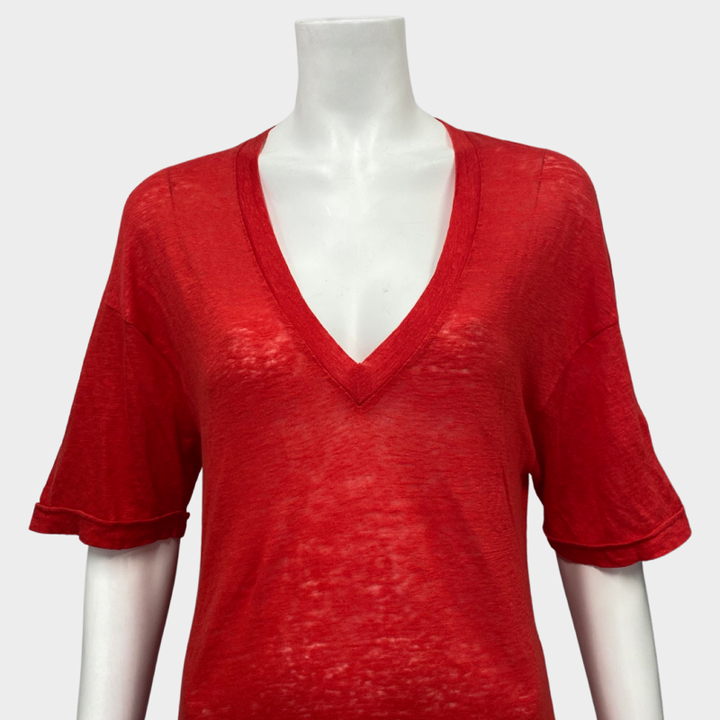 BALMAIN women's red linen T-shirt