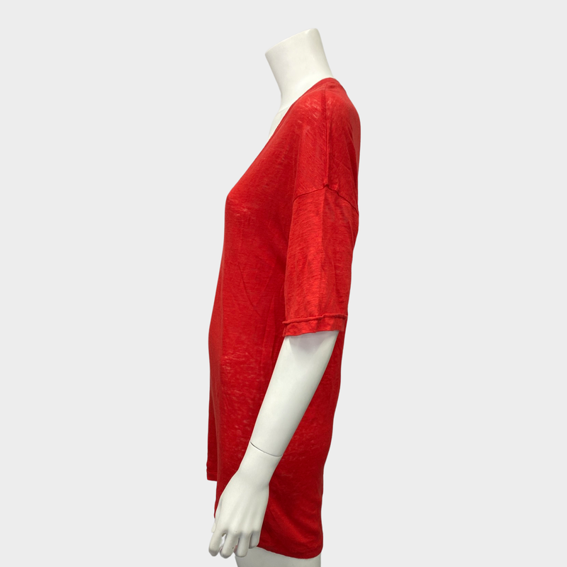 BALMAIN women's red linen T-shirt