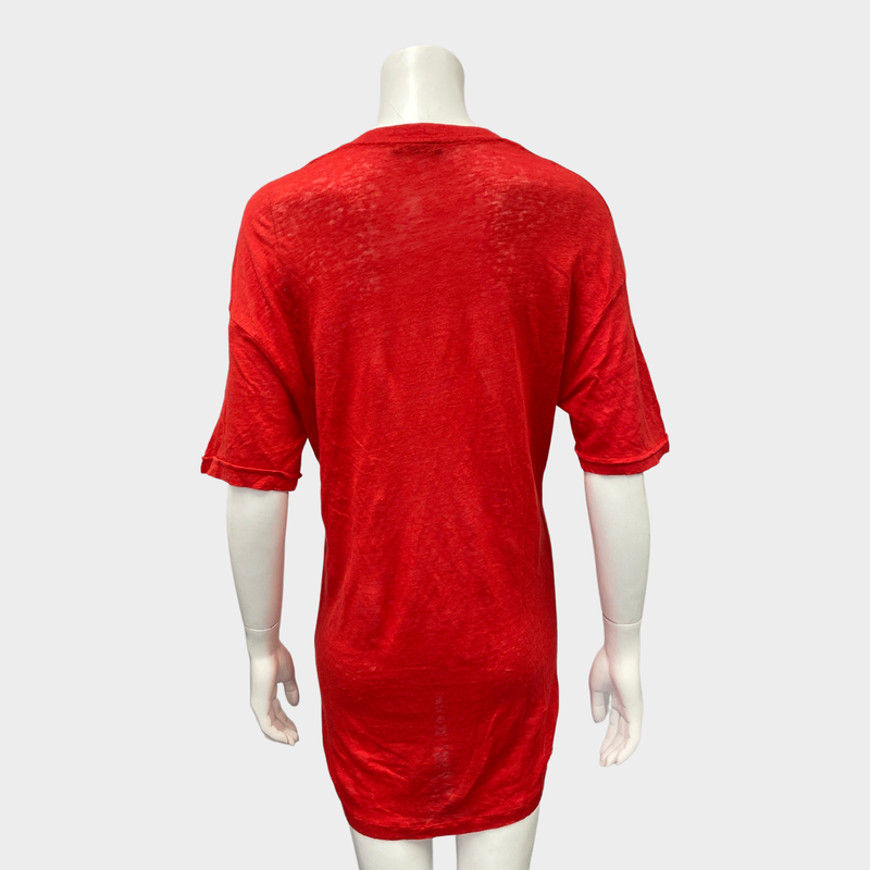 BALMAIN women's red linen T-shirt