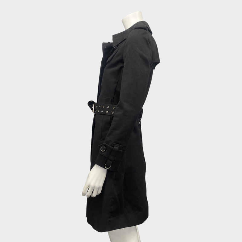BALMAIN women's black cotton trench coat