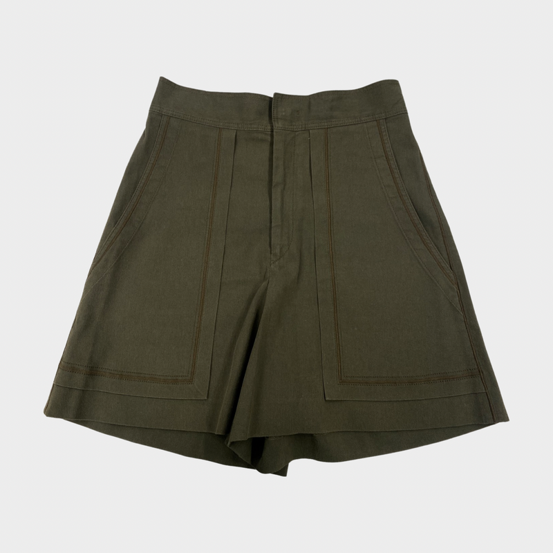 ISABEL MARANT KHAKI cotton and viscose shorts