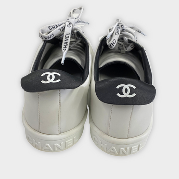 Chanel Women s Black and White Monogram Shoelace Sneakers Loop