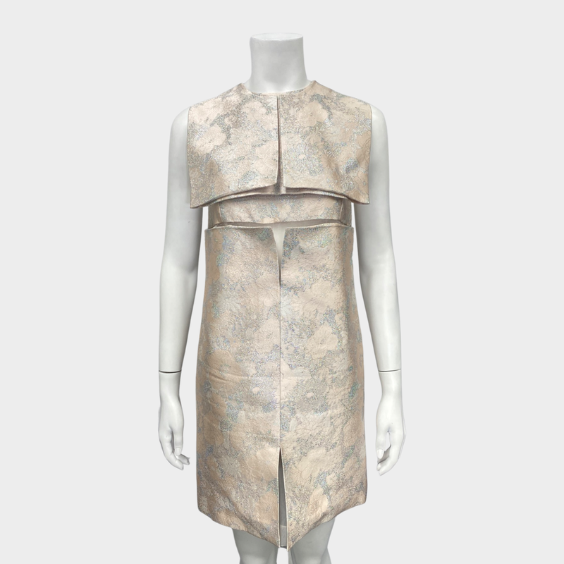 CHRISTOPHER KANE pink and silver brocade mini dress