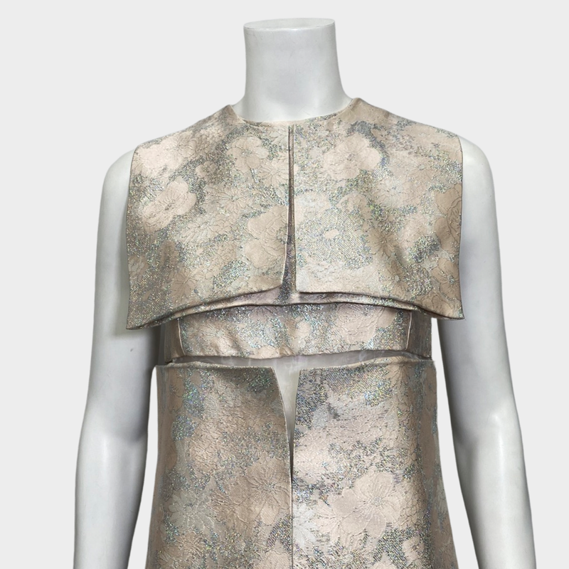 CHRISTOPHER KANE pink and silver brocade mini dress