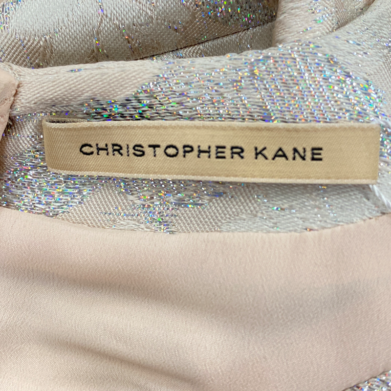 CHRISTOPHER KANE pink and silver brocade mini dress