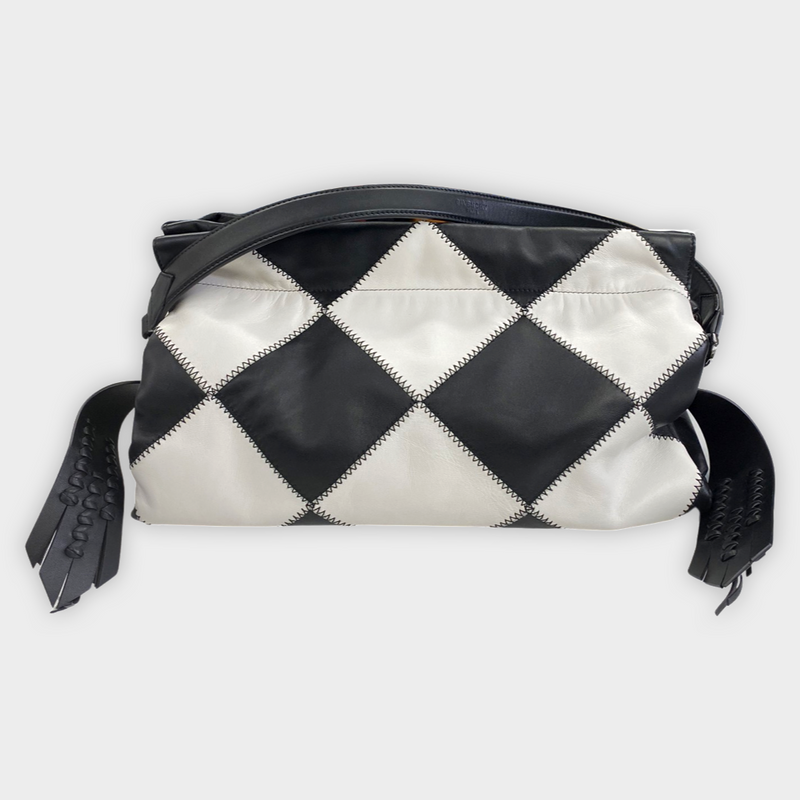 Givenchy Women's Black and White Patchwork 'Twisted Detail' Handbag
