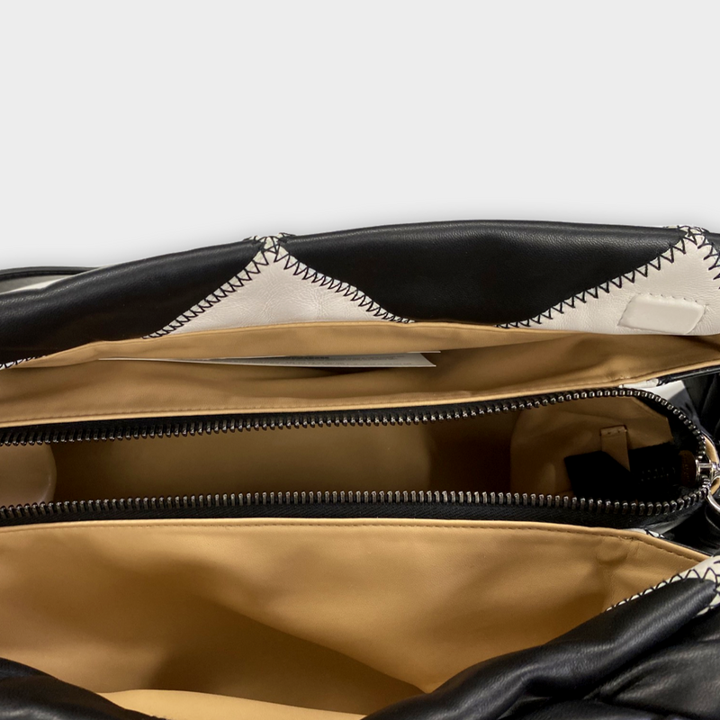 Givenchy Women's Black and White Patchwork 'Twisted Detail' Handbag