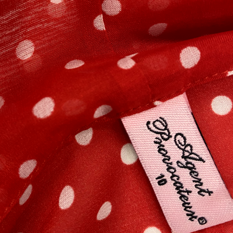 Agent Provocateur Women's Red And White Polka-Dot Print Silk Bodysuit