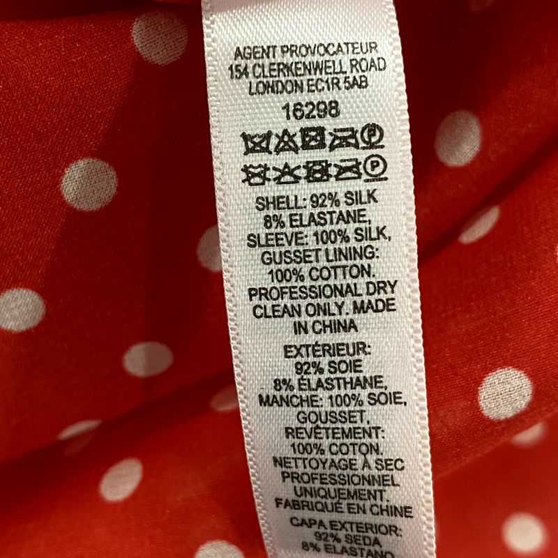 Agent Provocateur Women's Red And White Polka-Dot Print Silk Bodysuit