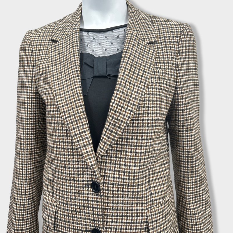 pre-owned SAND COPENHAGEN brown checked jacket | EU36