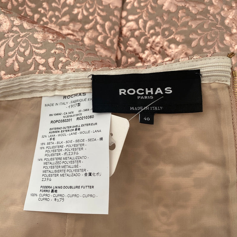 Rochas peach metallic knitted brocade mid-length skirt