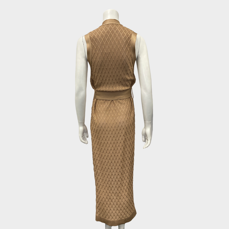 Balmain women's beige viscose sleeveless belted cardigan