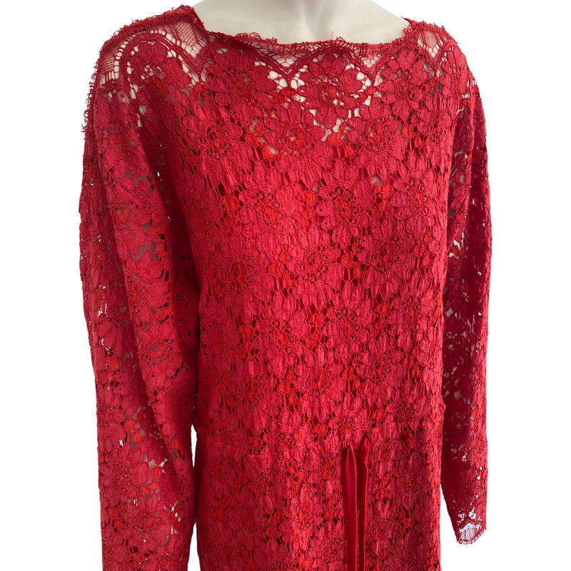 second-hand Gucci red lace maxi dress | Size IT38