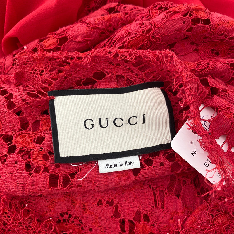 Gucci red lace maxi dress