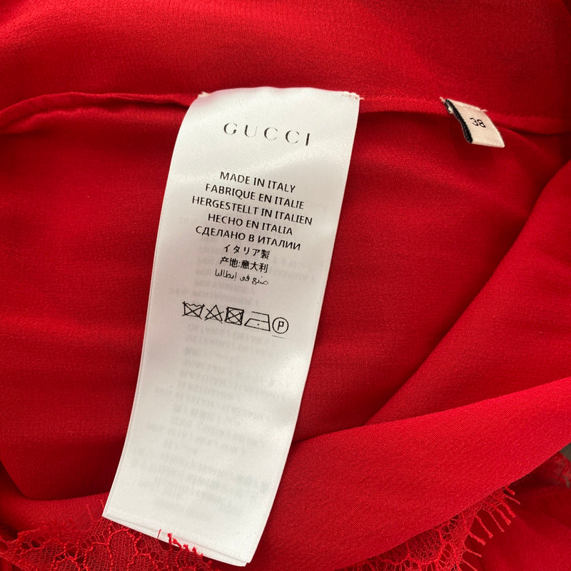Gucci red lace maxi dress