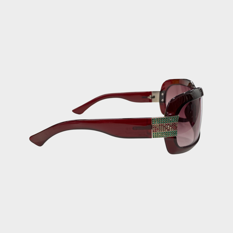 Gucci women’s burgundy sunglasses with rhinestones