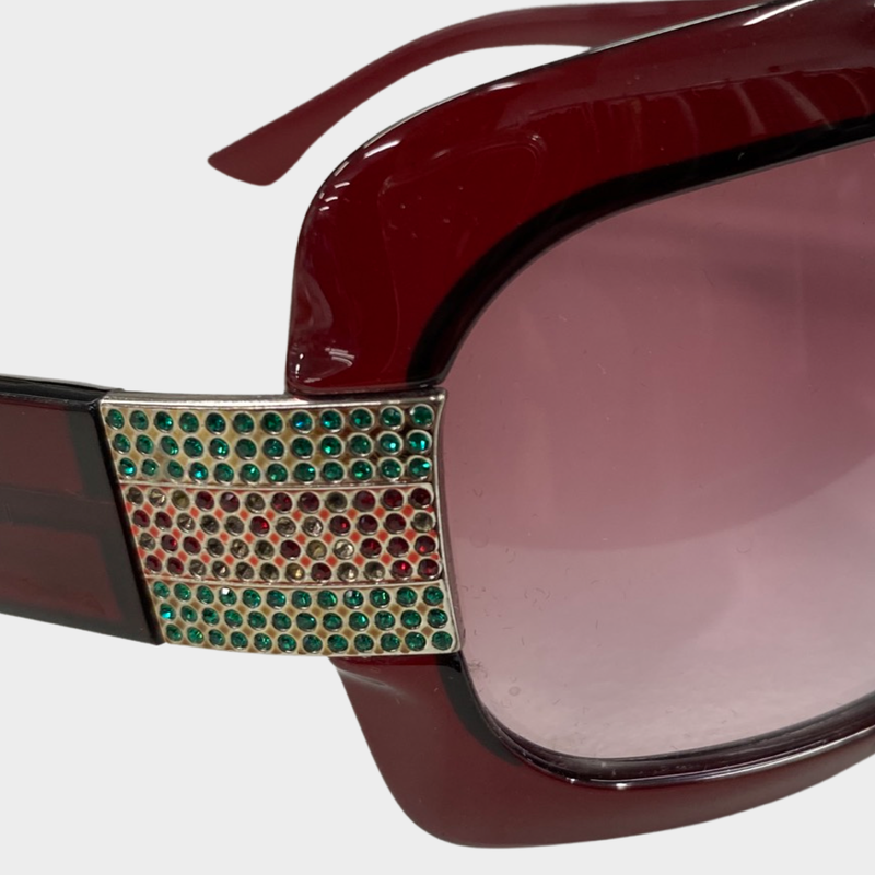 Gucci women’s burgundy sunglasses with rhinestones