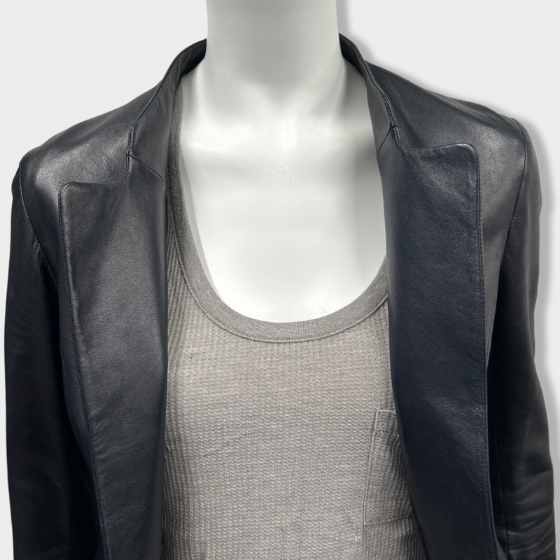 pre-owned JIL SANDER black leather jacket | Size FR38