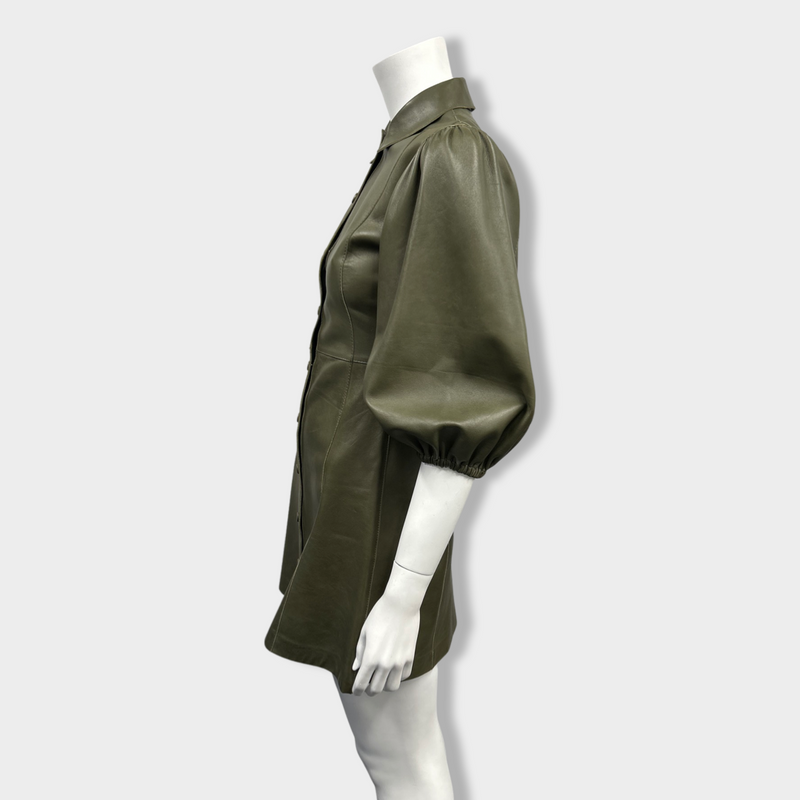 second-hand GANNI green leather mini dress | Size FR34