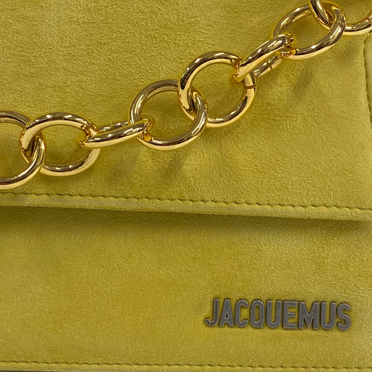 Jacquemus Women's 'La Sac Rond' Yellow Suede Structured Handbag