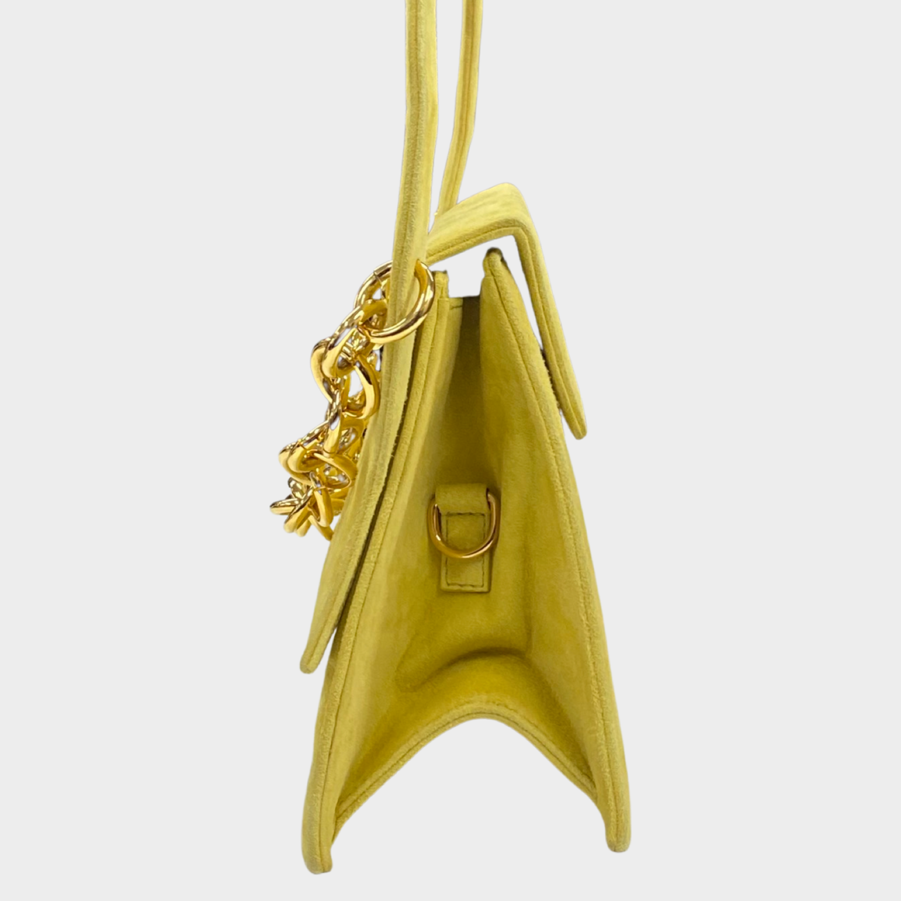 Jacquemus Women's 'La Sac Rond' Yellow Suede Structured Handbag