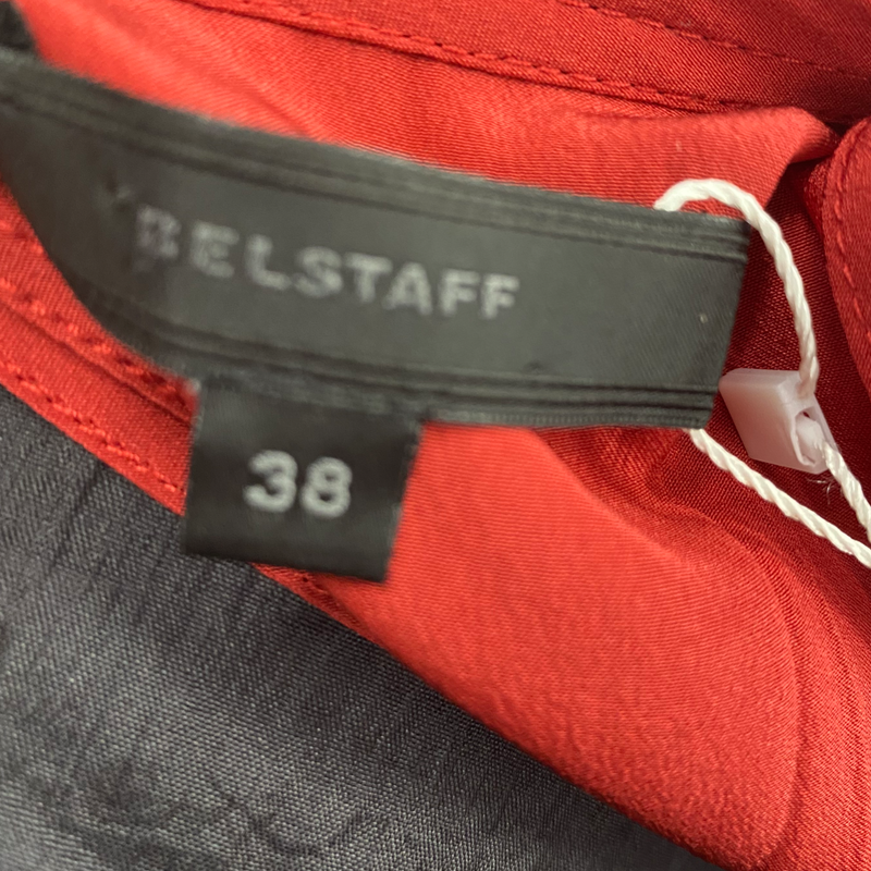 Belstaff Red Silk Sleeveless Dress With Black Belt