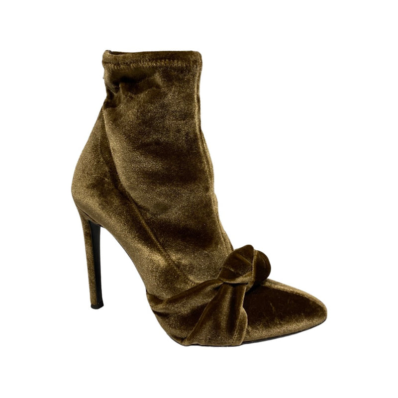 pre-owned GIUSEPPE ZANOTTI glitter brown velvet boots | Size 39.5