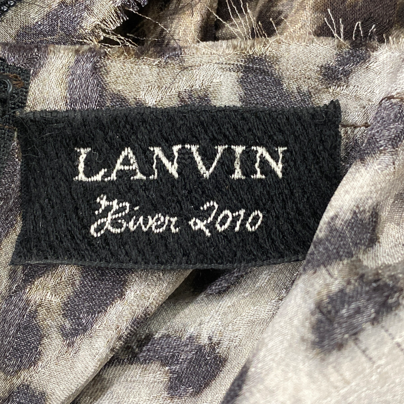 Lanvin brown animal print silk padded-shoulder mini dress