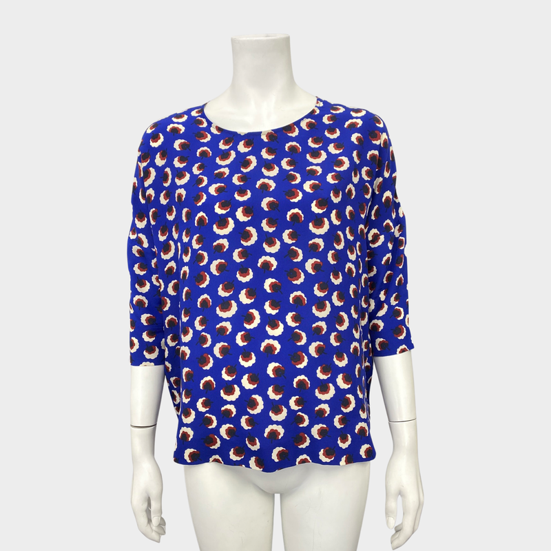 Stella Mccartney women’s electric blue and multicolour silk top
