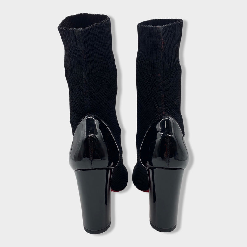 CHRISTIAN LOUBOUTIN black patent leather sock boots