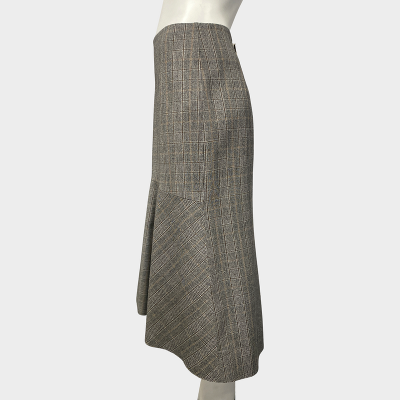 Balenciaga grey checked wool skirt