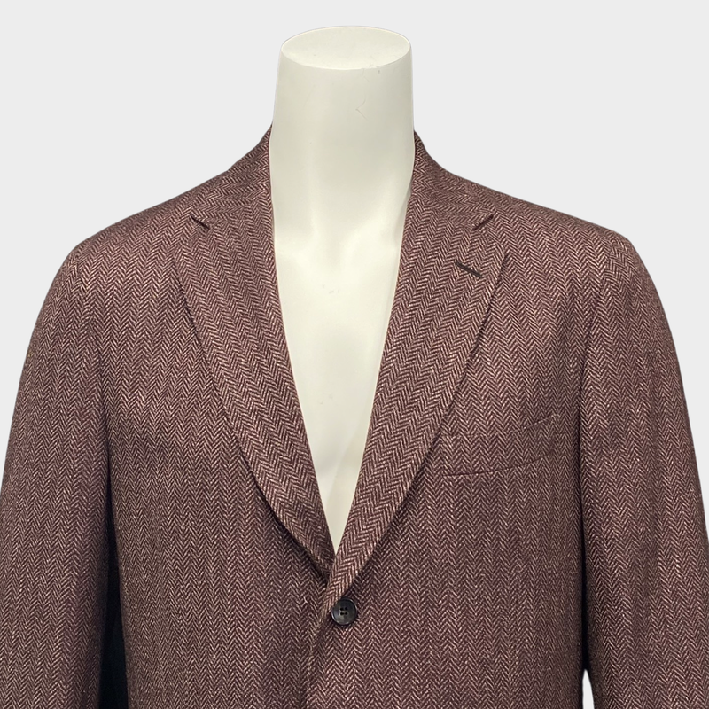 Loro Piana Men's Brown And Burgundy Blend Wool Andorra Jacket