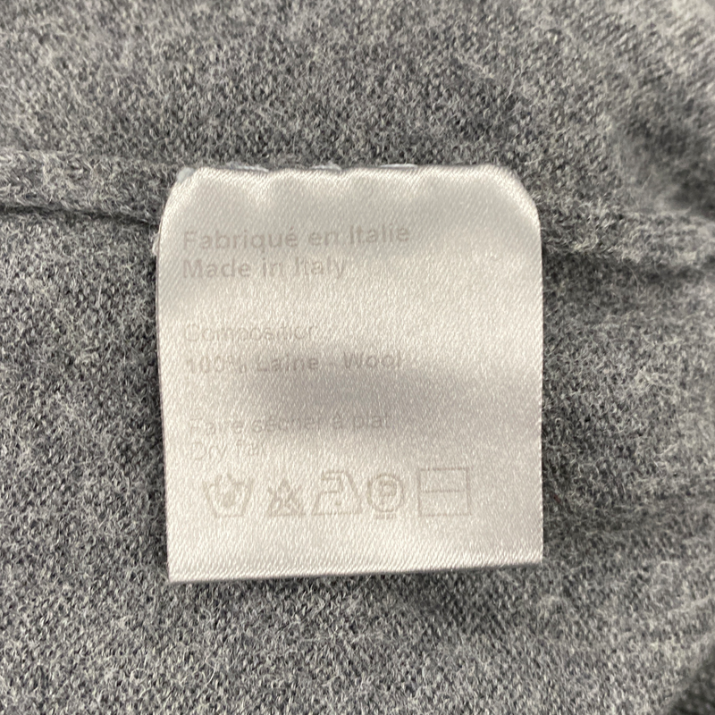 Dior Homme men's grey and black striped V-neck wool jumper