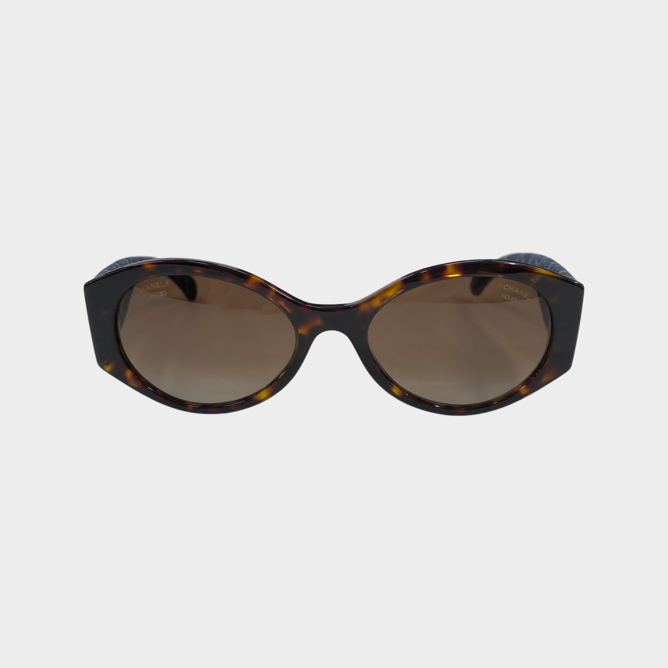 Chanel women's CC denim and tortoise shell sunglasses – Loop Generation