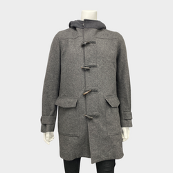 Dior Homme men’s grey wool coat with hoodie