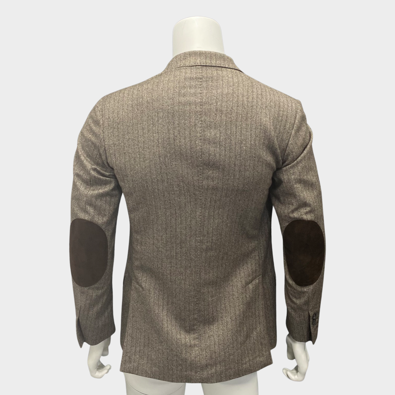 Hackett Men's Brown Wool Jacket With Contrast Elbow Pads