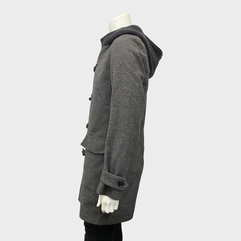 Dior Homme men’s grey wool coat with hoodie