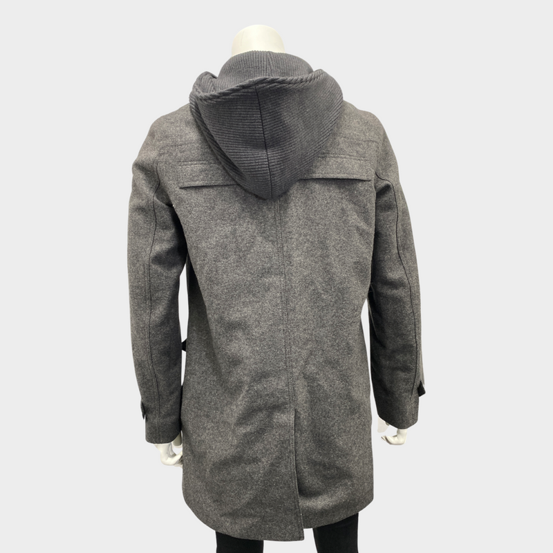 Dior Homme men’s grey wool coat with hoodie