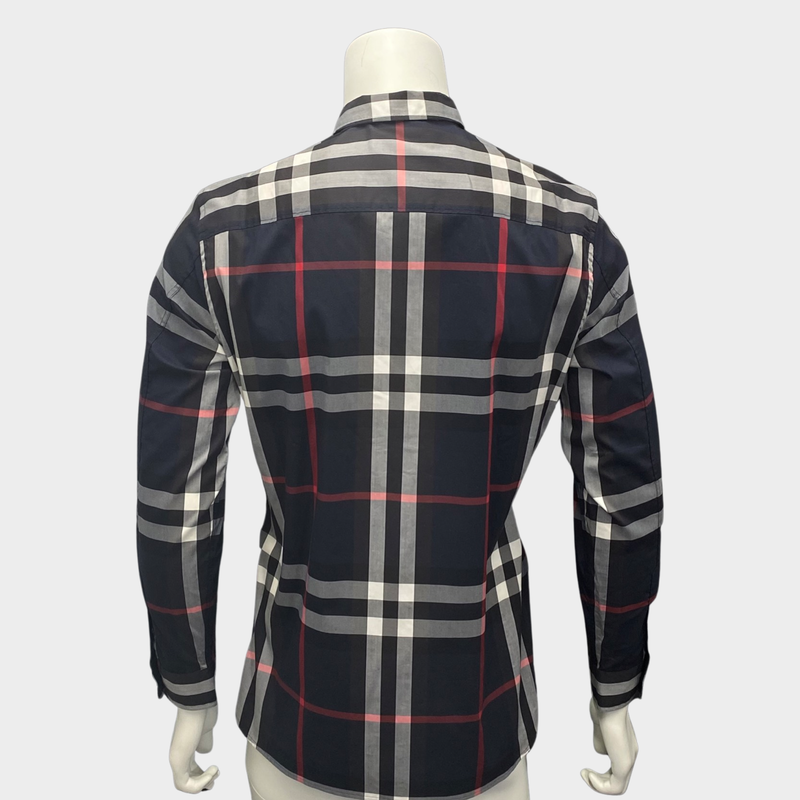Burberry Men's Navy Nova Check Print Cotton 'Poplin' Shirt