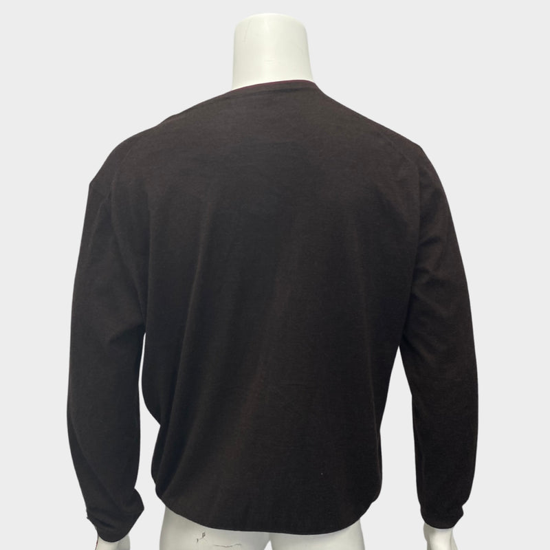 Ermenegildo Zegna Men's Brown Cashmere V-neck Jumper